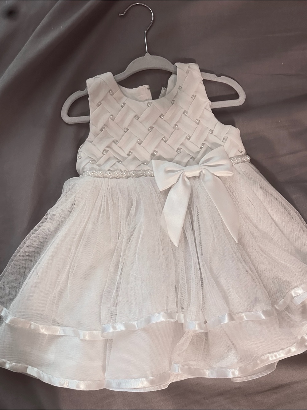Rare Editions White Tulle Bow Party Dress for Girls